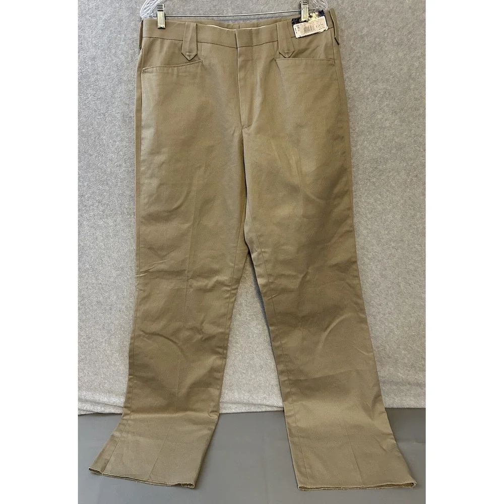 Circle S Western Pants Mens W33.5 Unhemmed Snap Flap Pockets Tan CP57-05 NWT